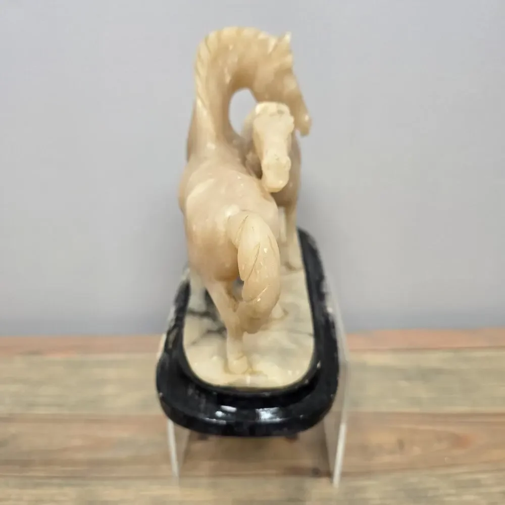 Vintage Italian Alabaster Horse Carving / White Horse Statue